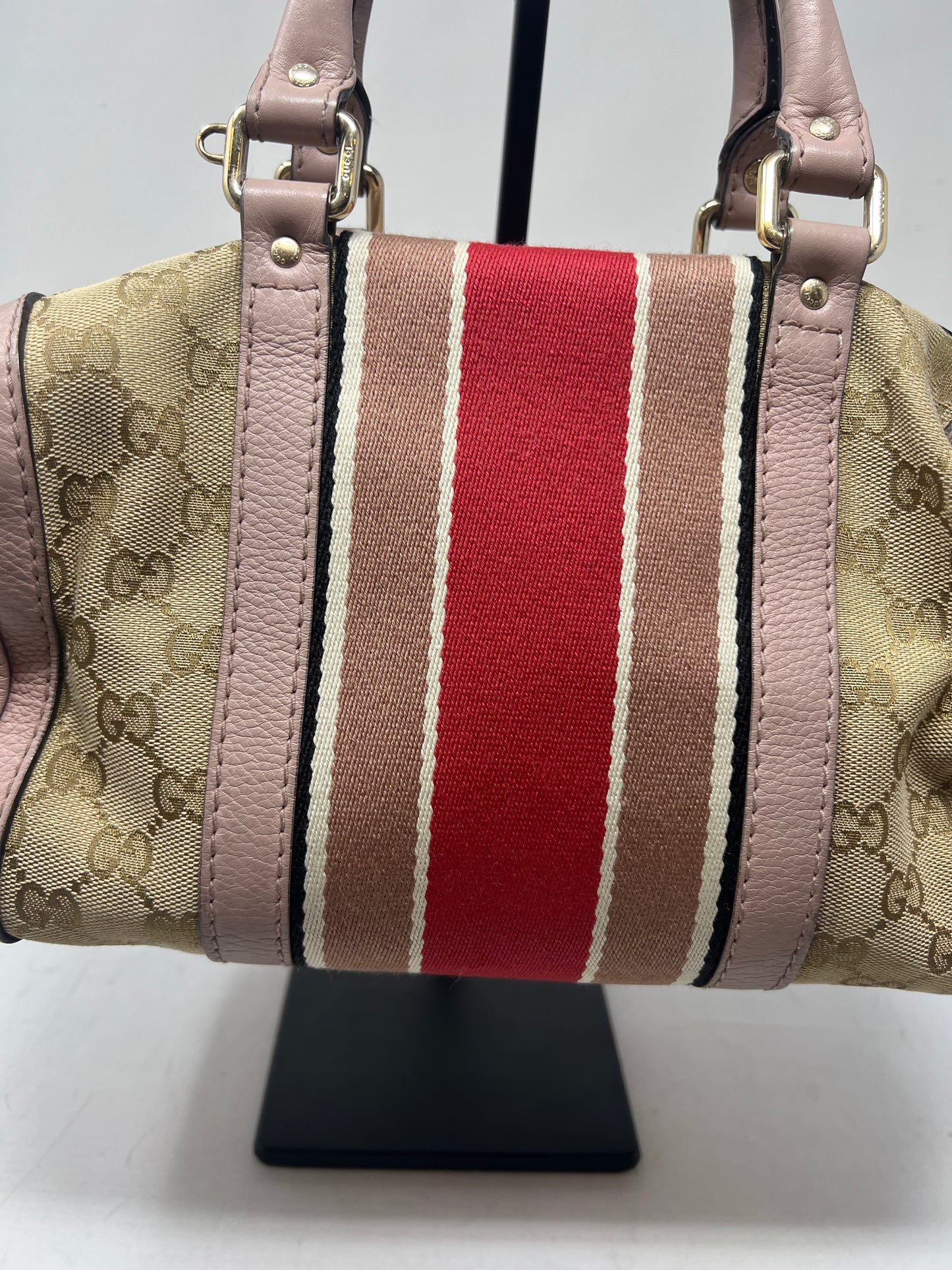 Gucci Vintage Web Boston Bag GG Canvas Medium with strap