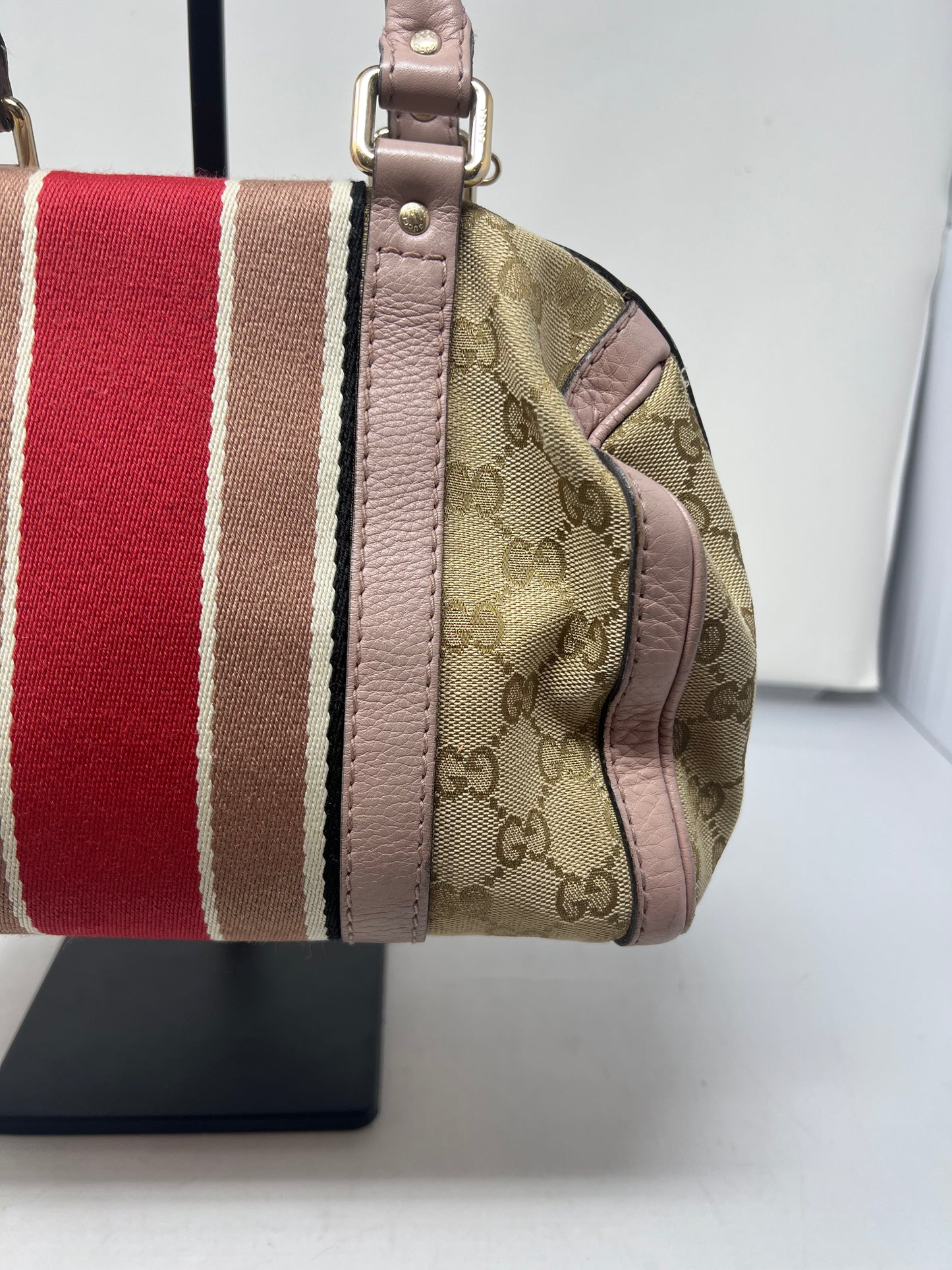 Gucci Vintage Web Boston Bag GG Canvas Medium with strap