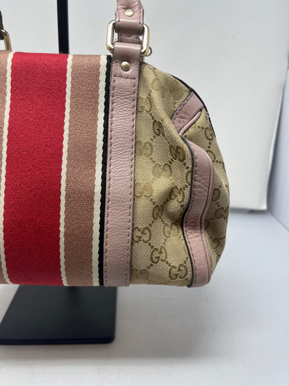Gucci Vintage Web Boston Bag GG Canvas Medium with strap