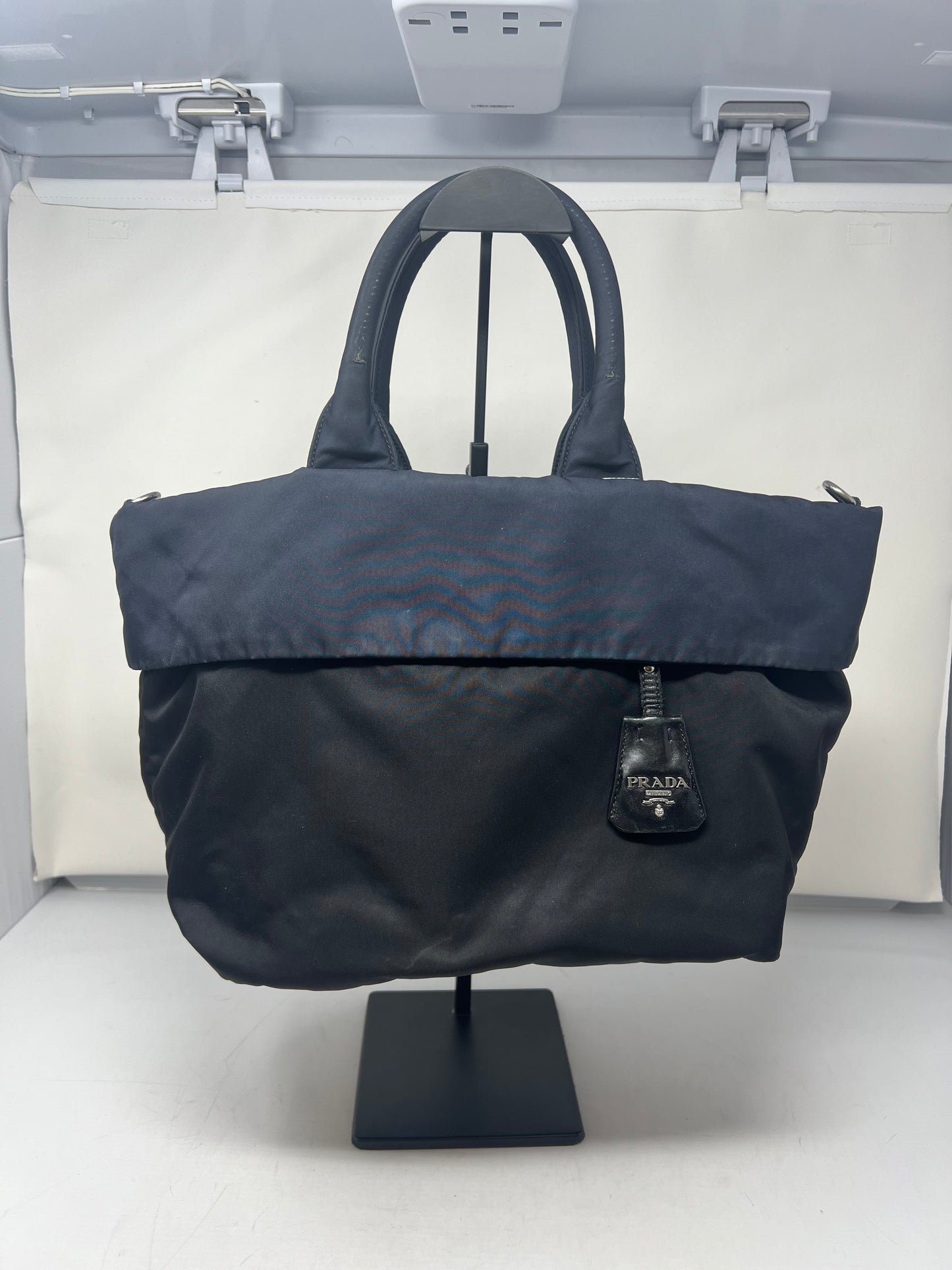 Prada Navy Blue Tessuto Reversible Tote