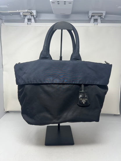 Prada Navy Blue Tessuto Reversible Tote