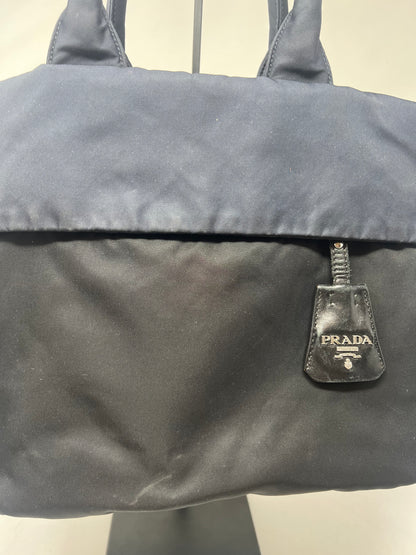 Prada Navy Blue Tessuto Reversible Tote