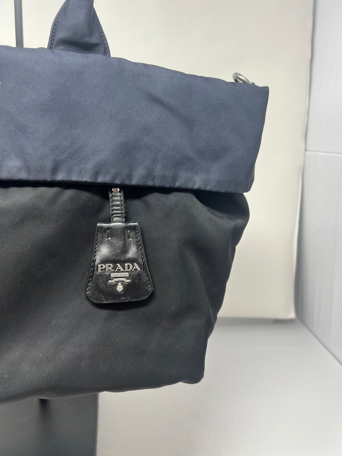 Prada Navy Blue Tessuto Reversible Tote