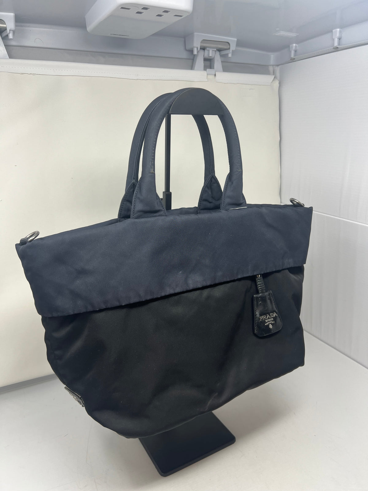 Prada Navy Blue Tessuto Reversible Tote