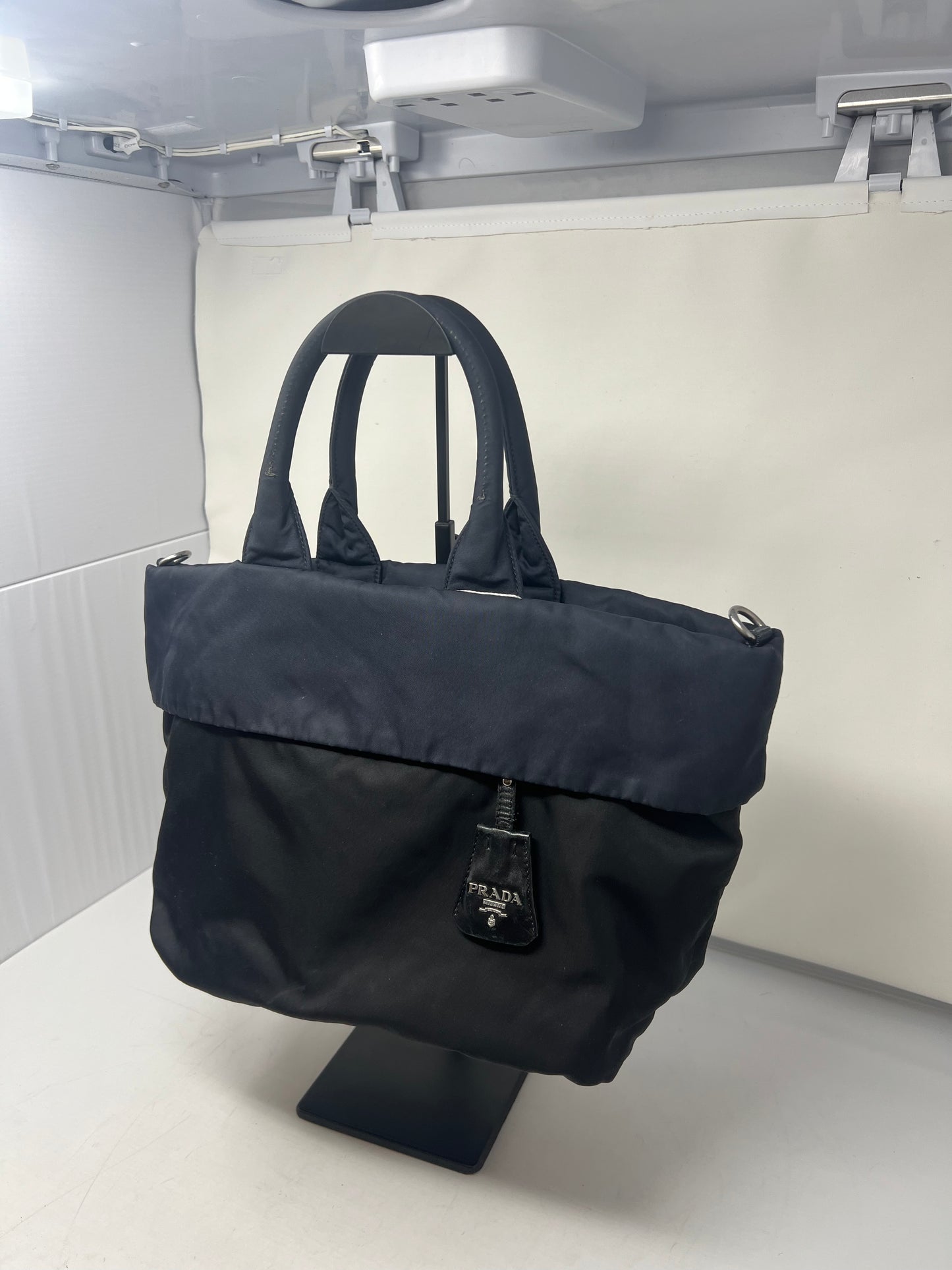 Prada Navy Blue Tessuto Reversible Tote