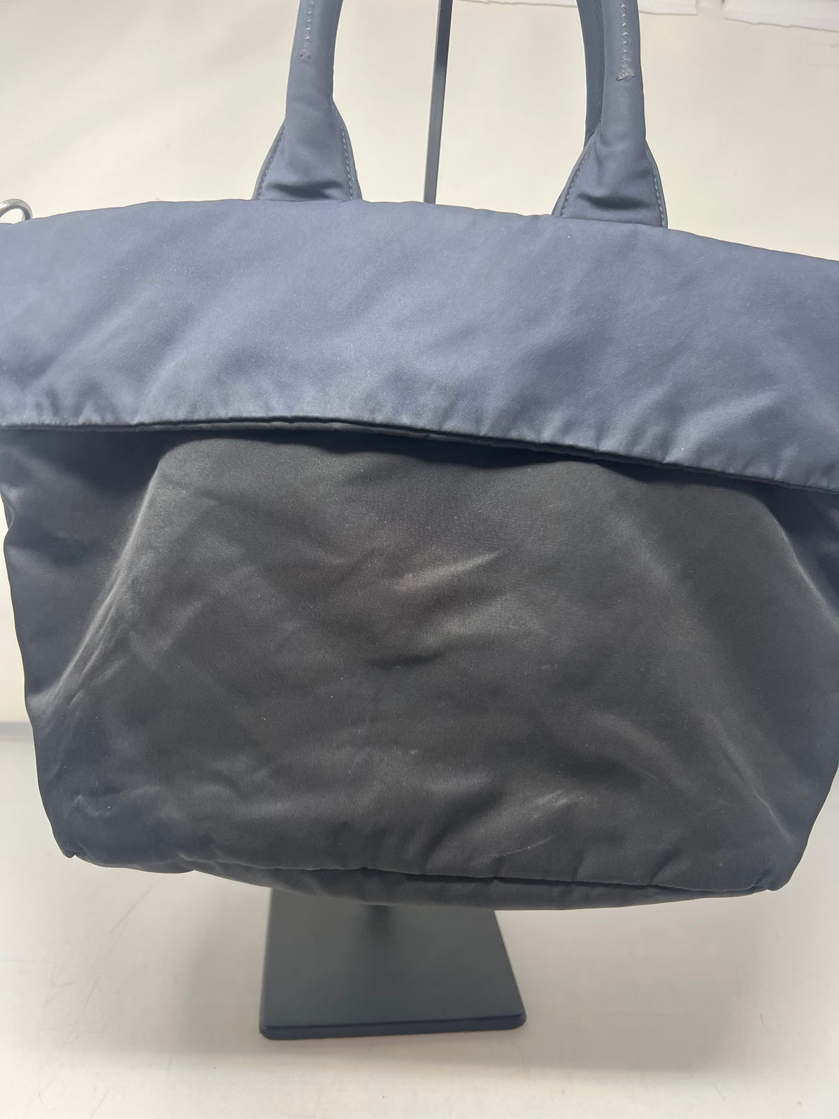 Prada Navy Blue Tessuto Reversible Tote