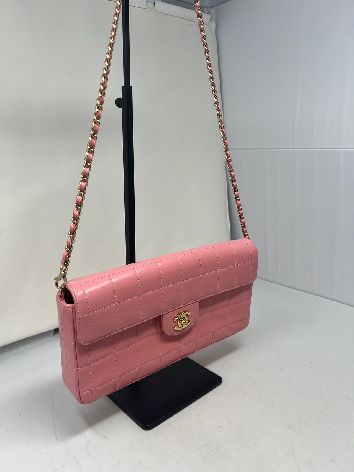 Chanel East West Chocolate Bar Lambskin (box, duster, and original COA)