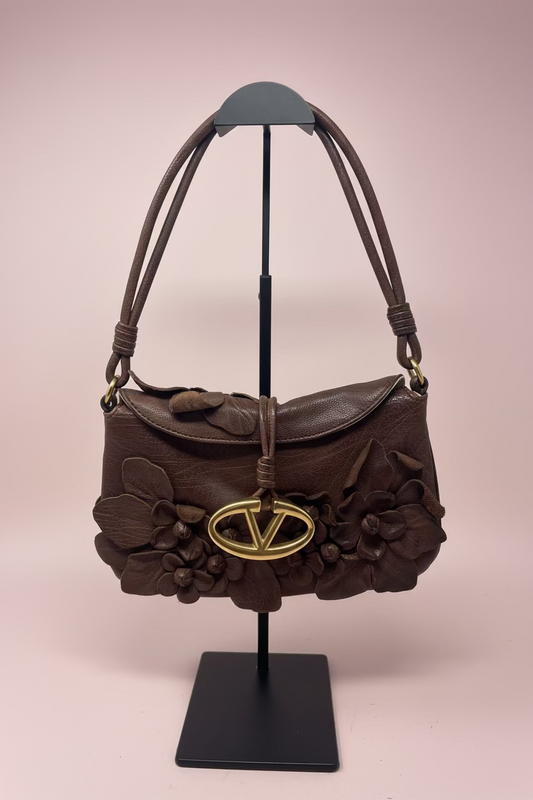 Valentino Leather Flower Shoulder Bag