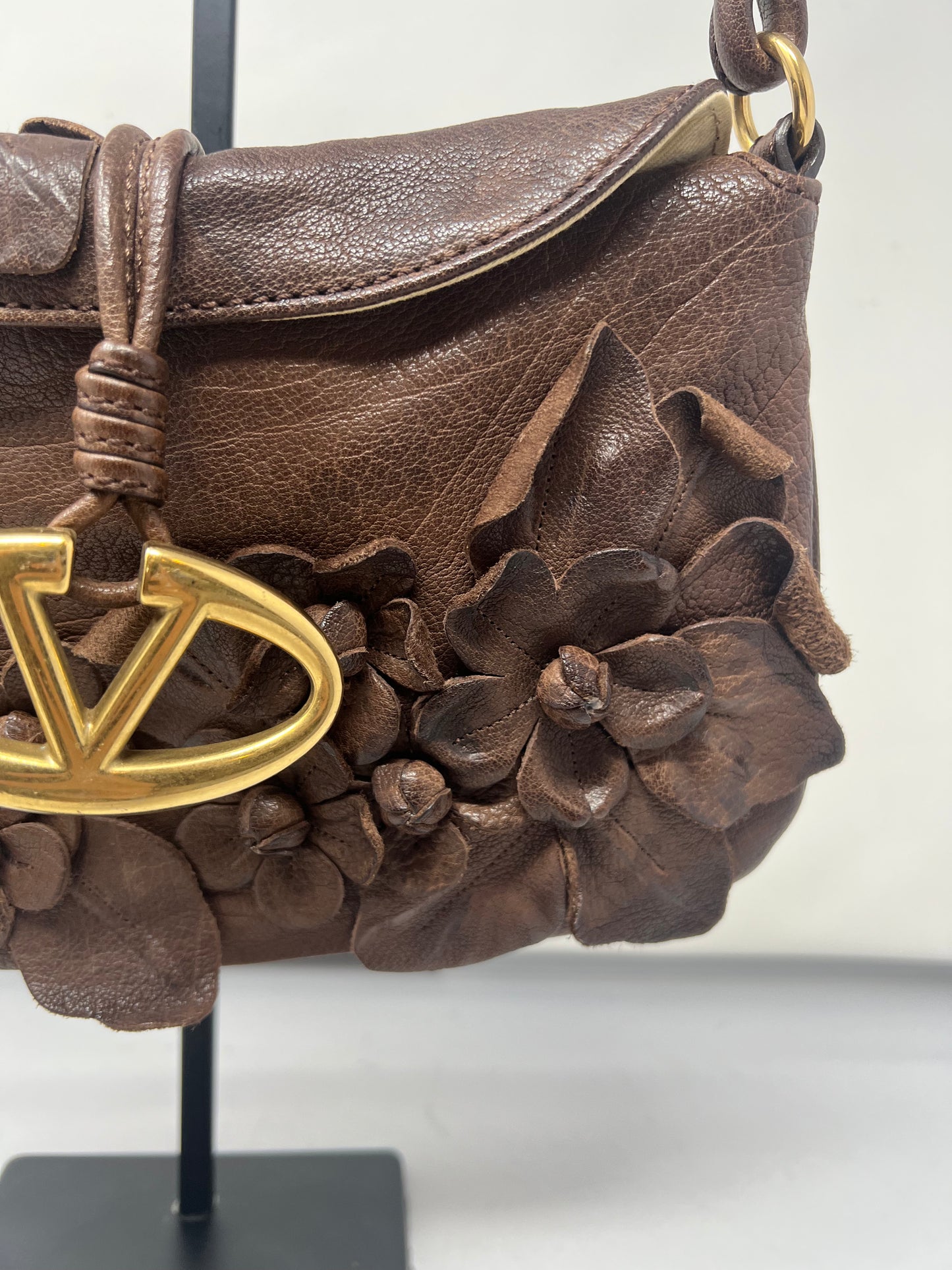 Valentino Leather Flower Shoulder Bag