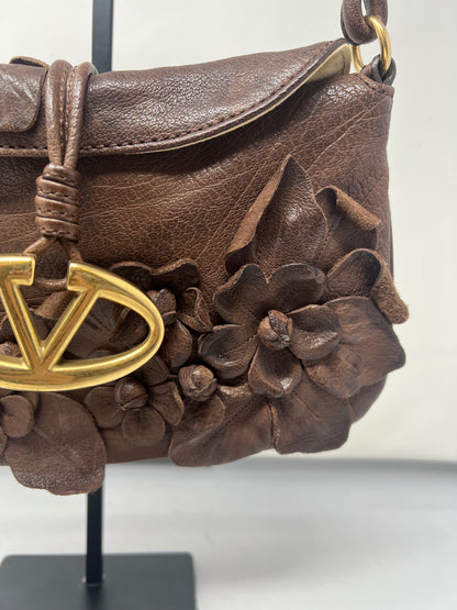 Valentino Leather Flower Shoulder Bag