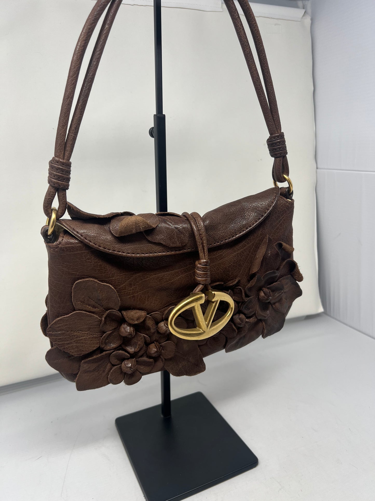 Valentino Leather Flower Shoulder Bag