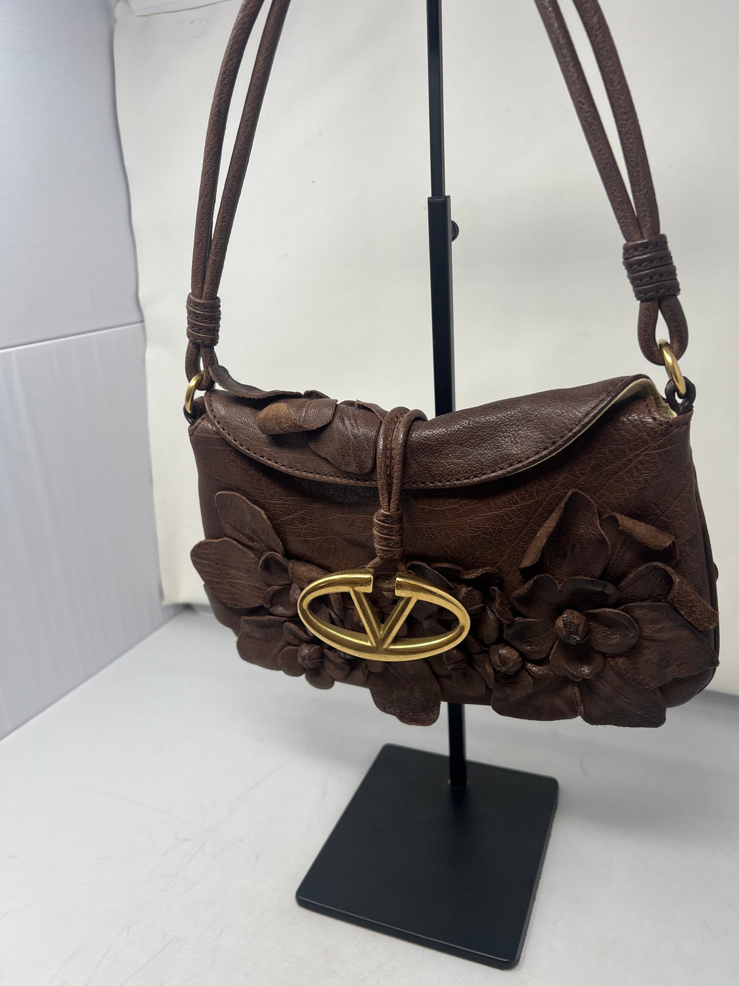 Valentino Leather Flower Shoulder Bag