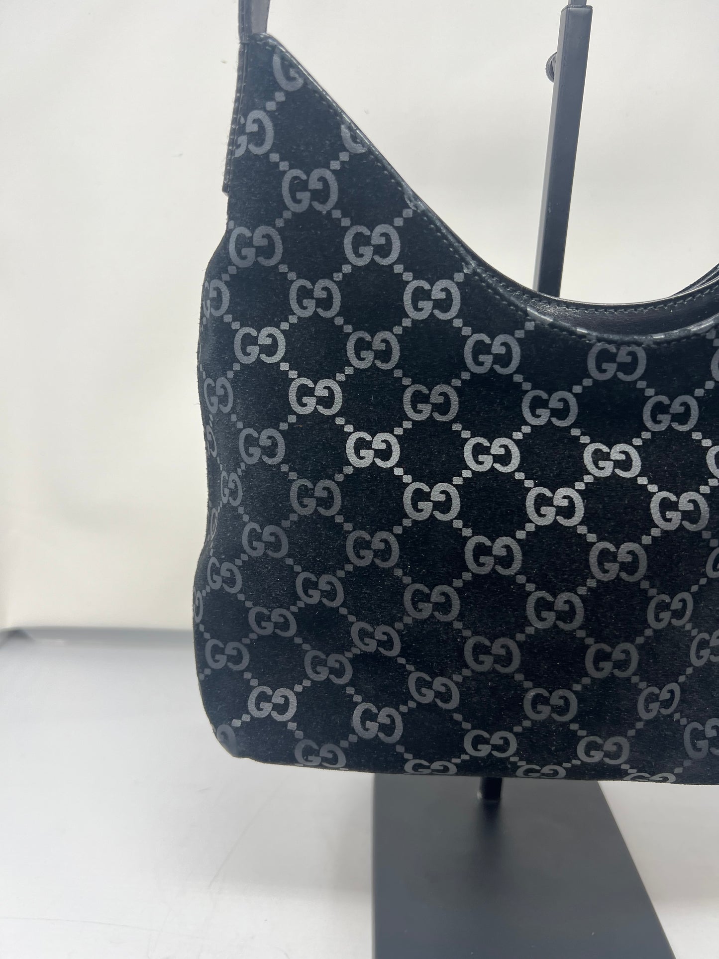 Gucci Metal handle suede hobo bag