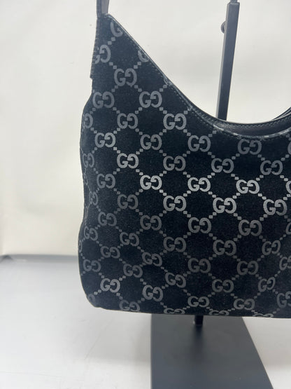 Gucci Metal handle suede hobo bag