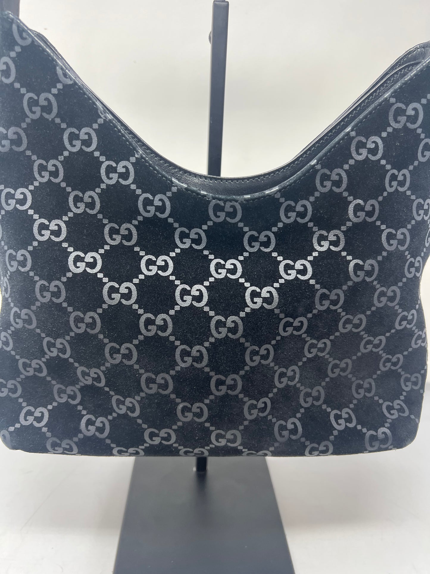 Gucci Metal handle suede hobo bag