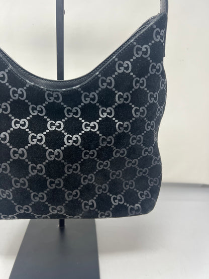 Gucci Metal handle suede hobo bag
