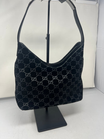 Gucci Metal handle suede hobo bag