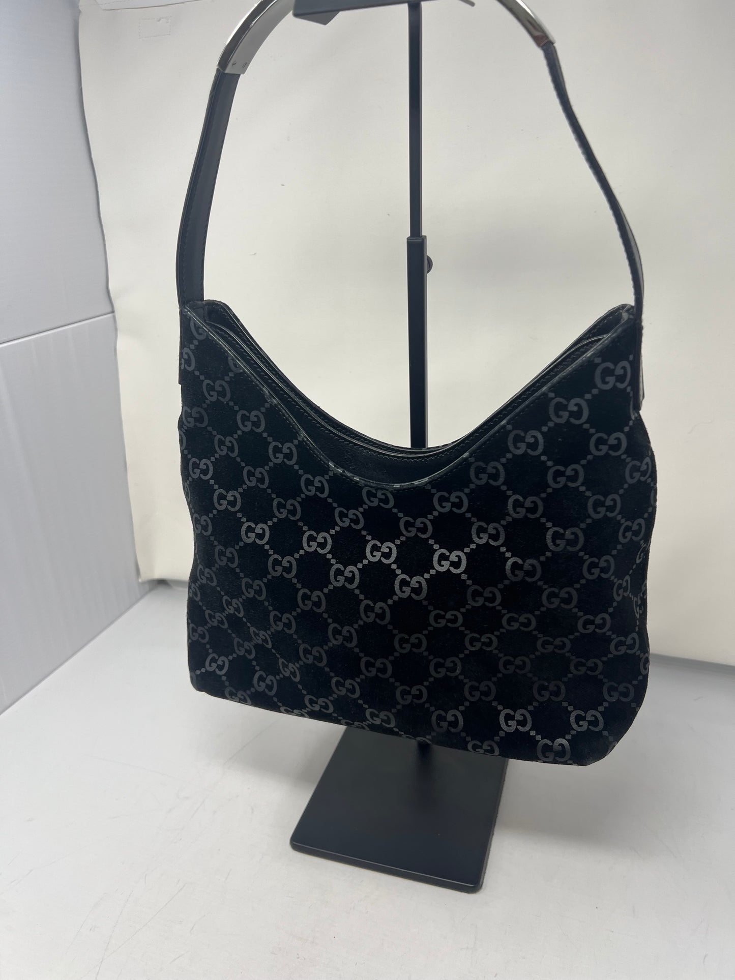 Gucci Metal handle suede hobo bag