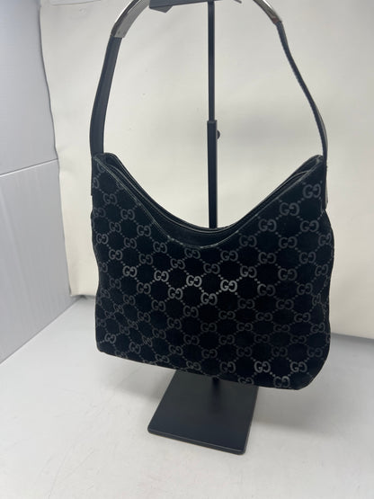 Gucci Metal handle suede hobo bag
