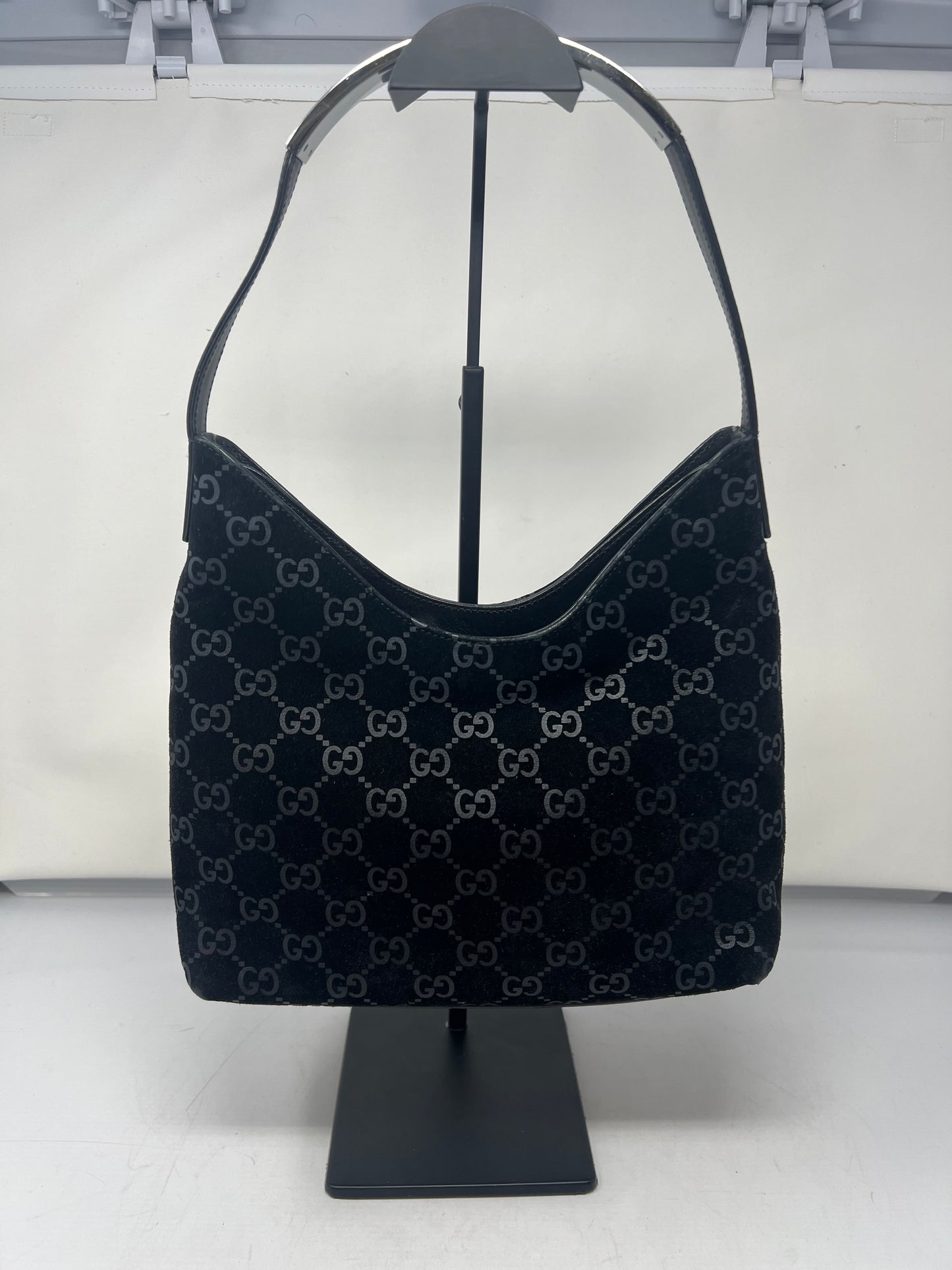 Gucci Metal handle suede hobo bag