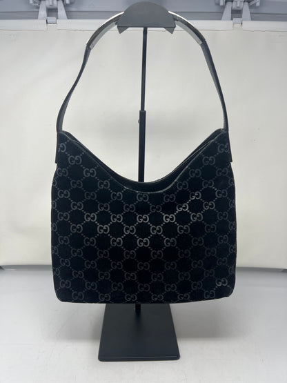 Gucci Metal handle suede hobo bag