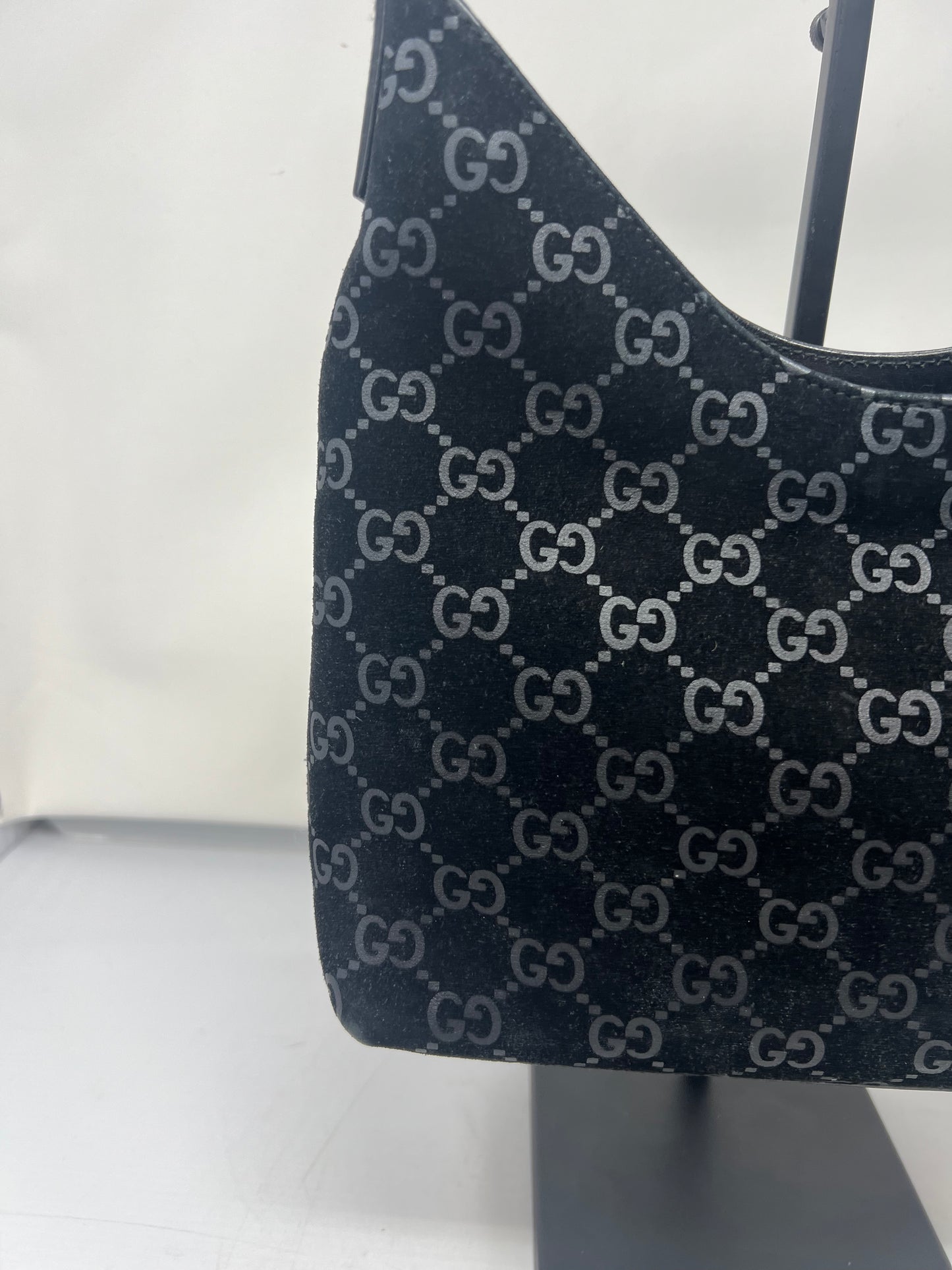 Gucci Metal handle suede hobo bag