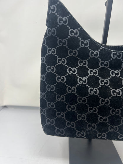 Gucci Metal handle suede hobo bag