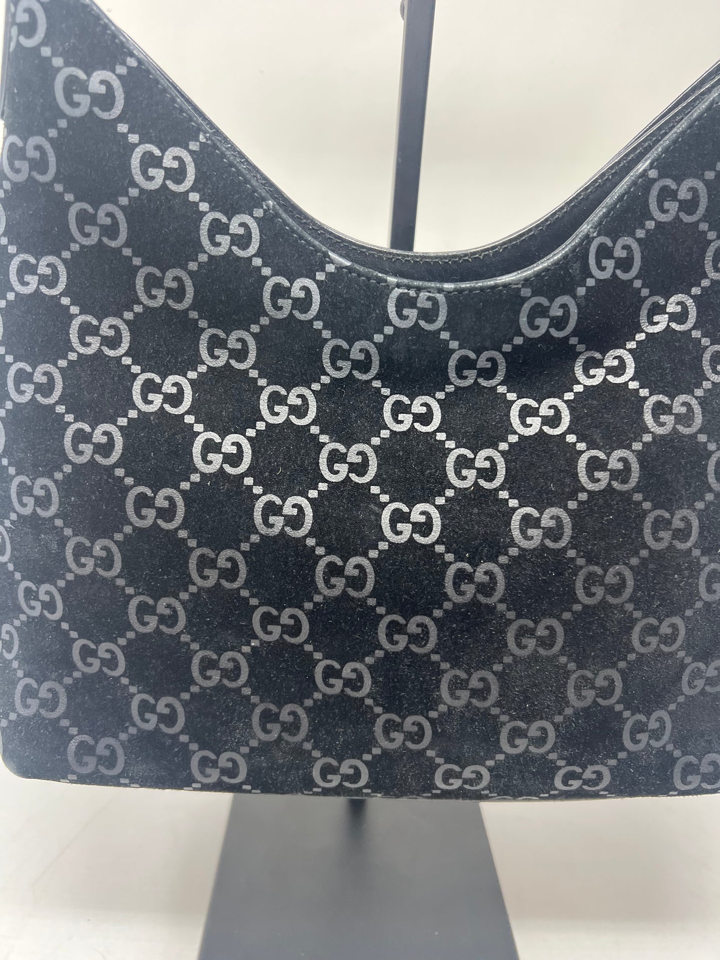 Gucci Metal handle suede hobo bag
