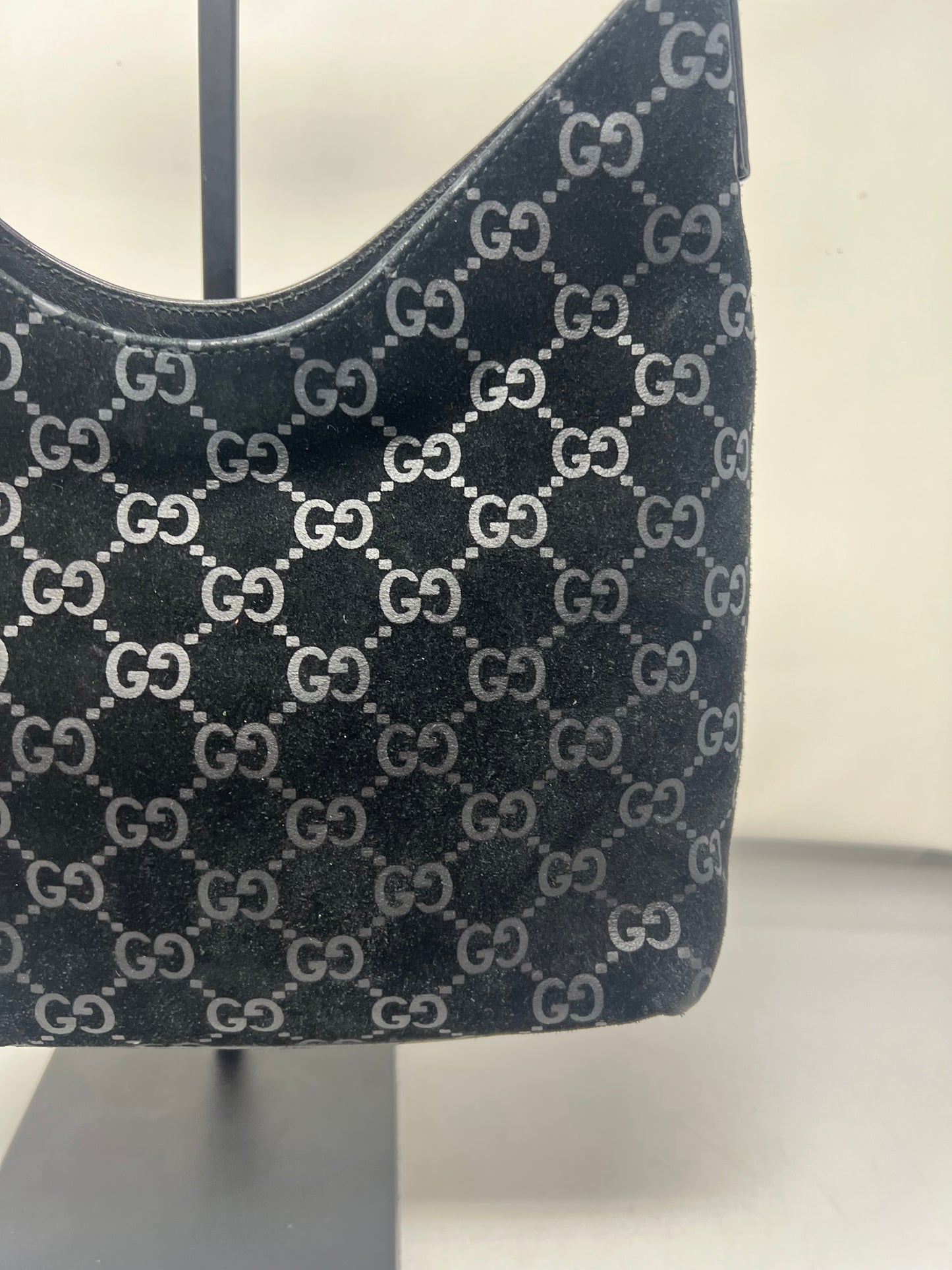 Gucci Metal handle suede hobo bag