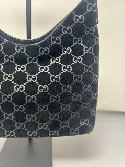 Gucci Metal handle suede hobo bag