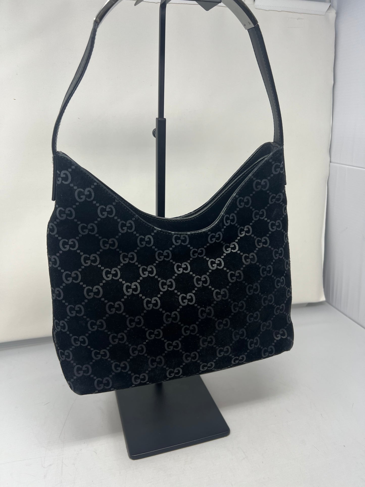 Gucci Metal handle suede hobo bag