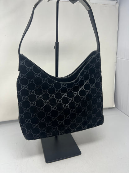 Gucci Metal handle suede hobo bag