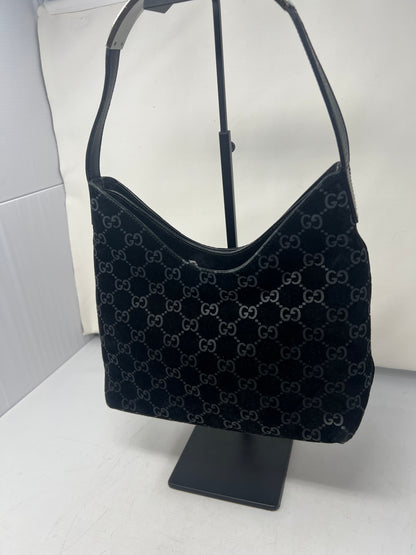 Gucci Metal handle suede hobo bag