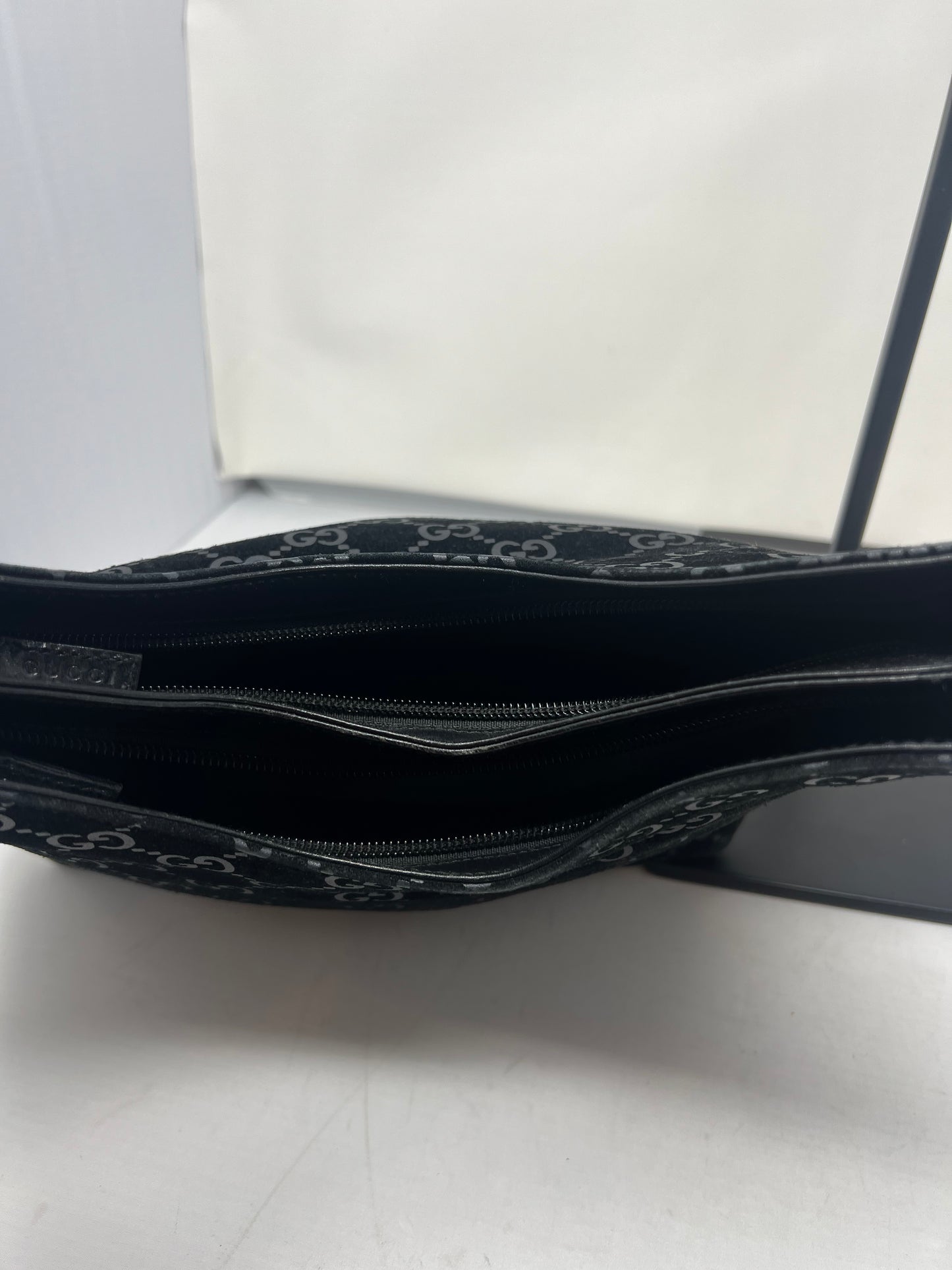 Gucci Metal handle suede hobo bag