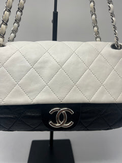 Chanel Flap Black/White Leather Crossbody Bag