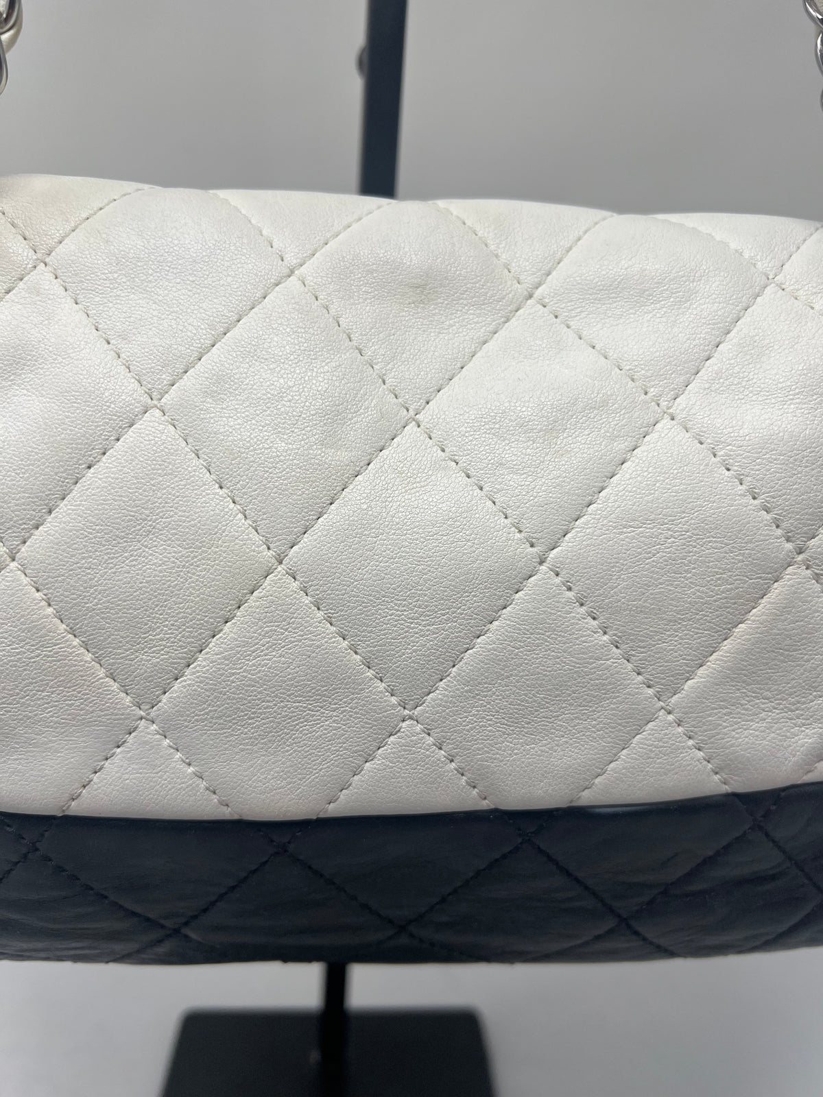 Chanel Flap Black/White Leather Crossbody Bag