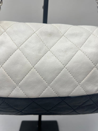 Chanel Flap Black/White Leather Crossbody Bag