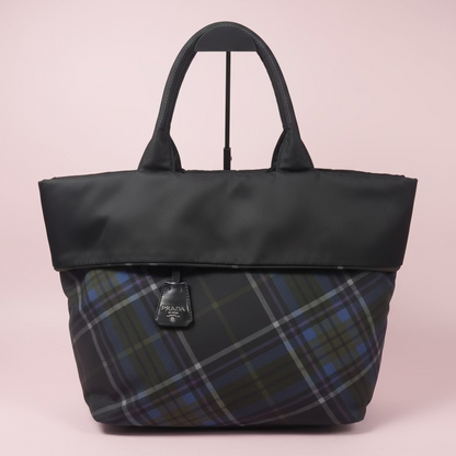 Prada Triangle Logo Plaid Nylon Leather (comes with strap)