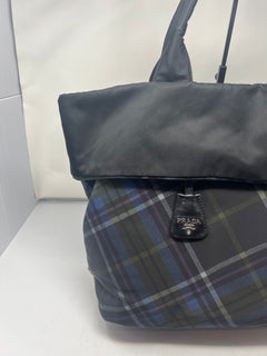 Prada Triangle Logo Plaid Nylon Leather (comes with strap)