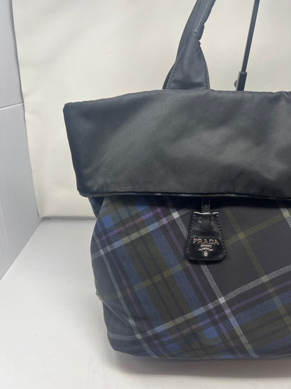 Prada Triangle Logo Plaid Nylon Leather (comes with strap)