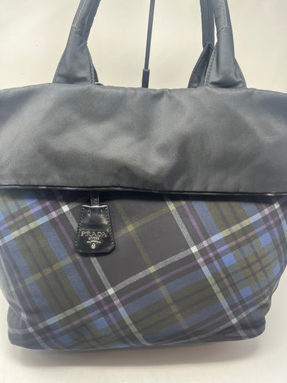 Prada Triangle Logo Plaid Nylon Leather (comes with strap)