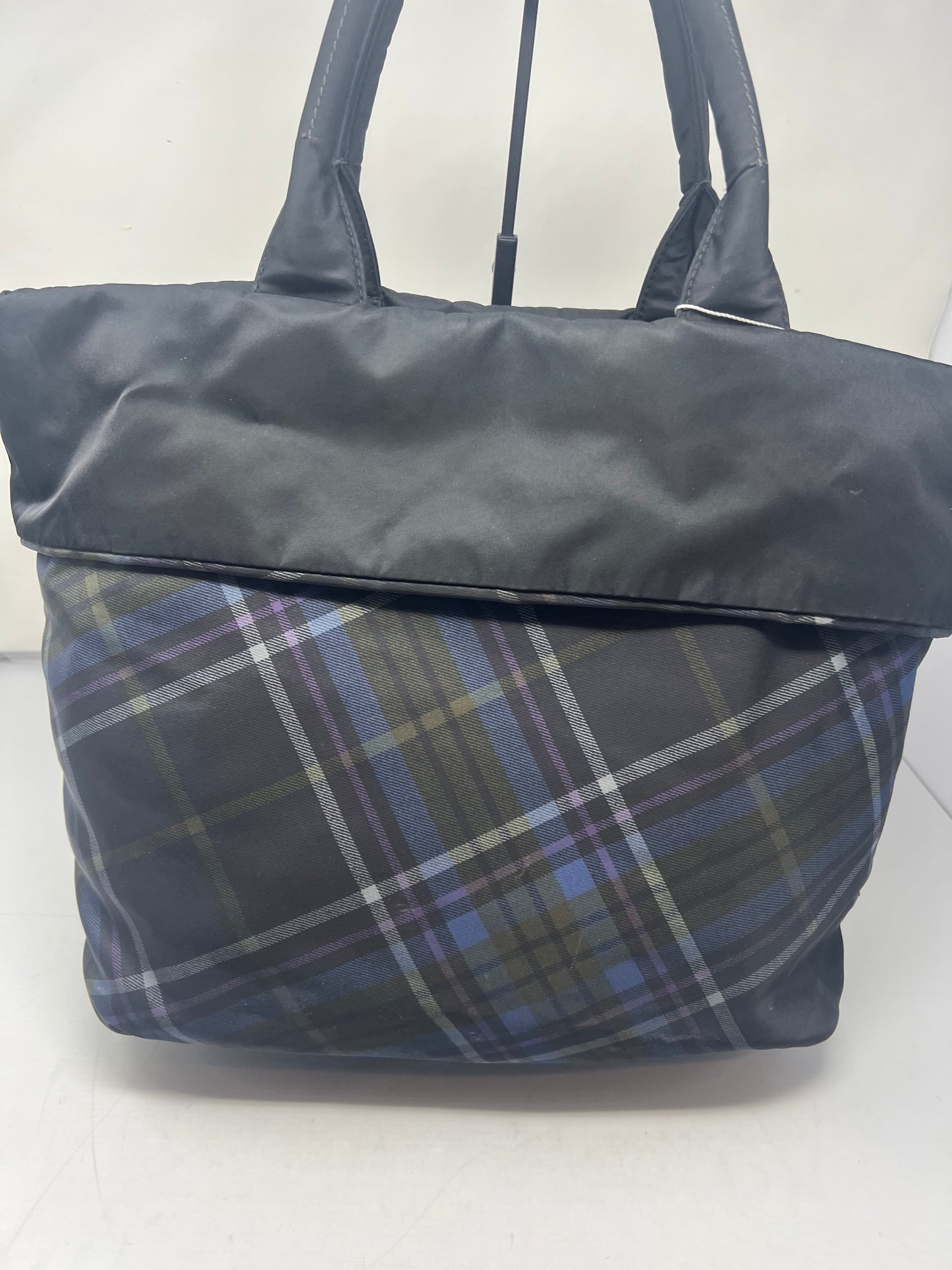 Prada Triangle Logo Plaid Nylon Leather (comes with strap)