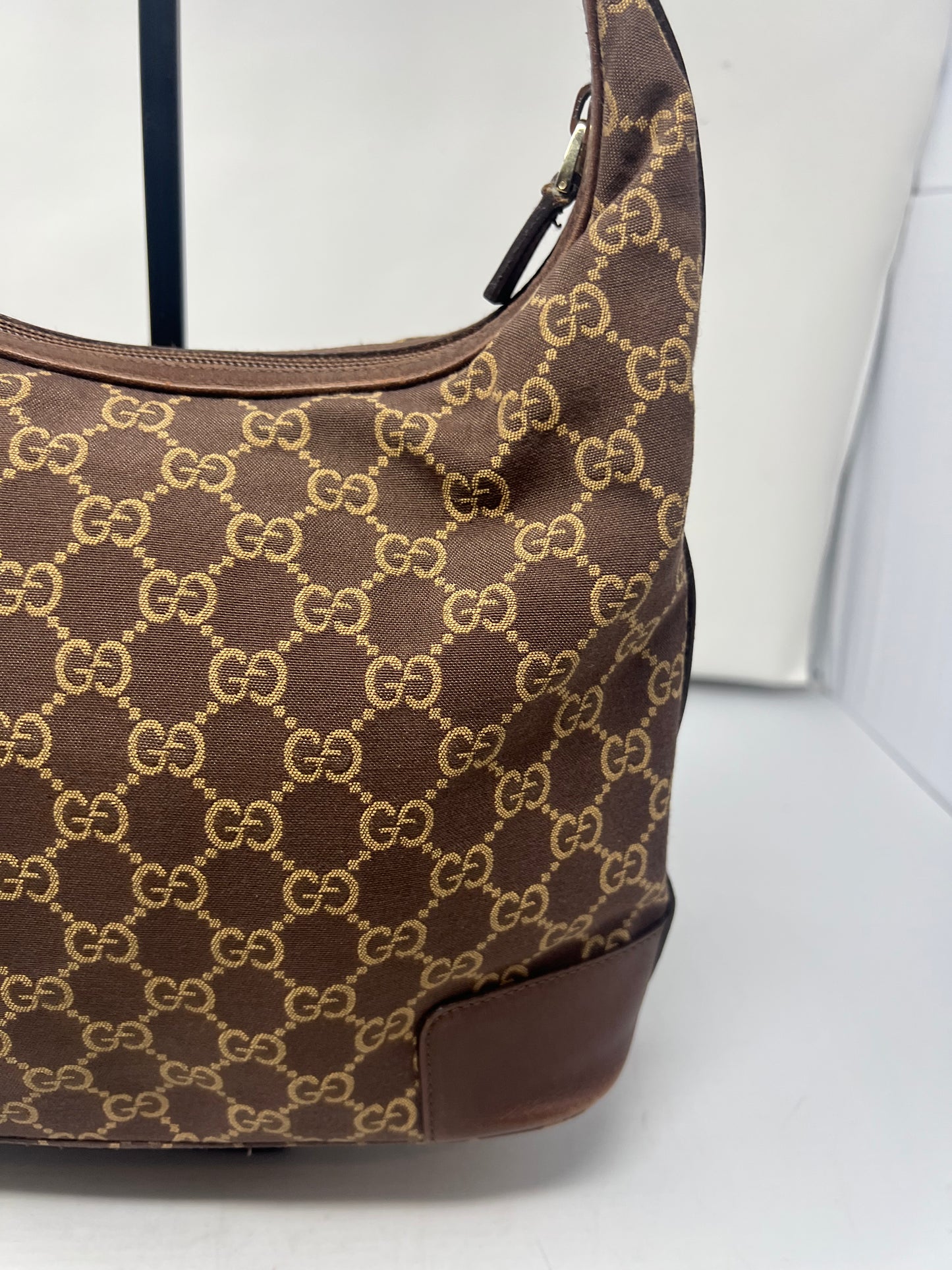 Gucci Monogram Brown Canvas Shoulder Bag