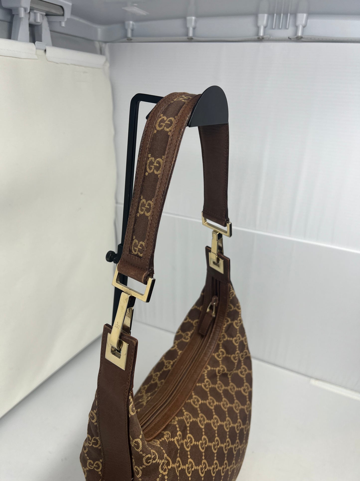 Gucci Monogram Brown Canvas Shoulder Bag