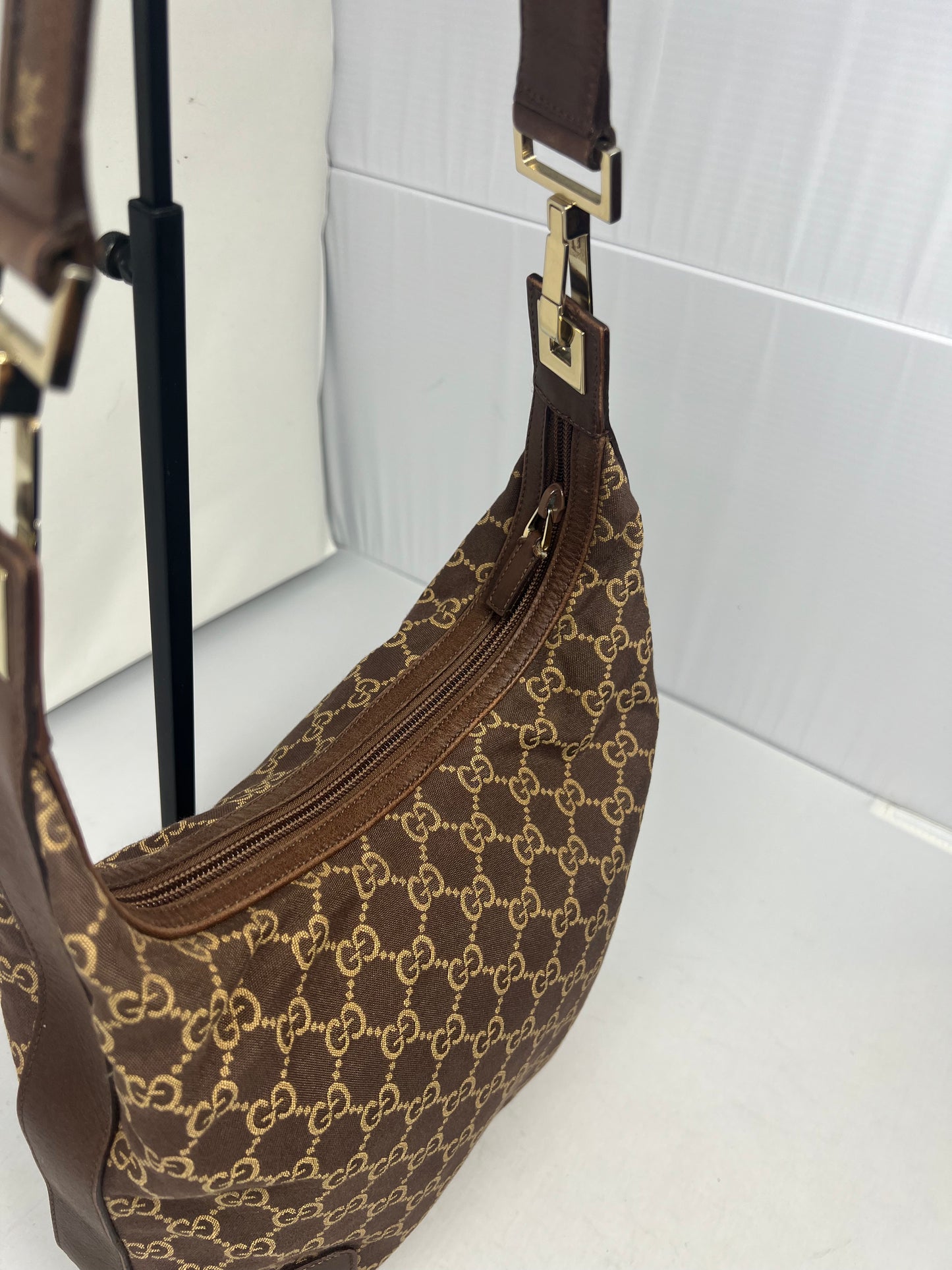 Gucci Monogram Brown Canvas Shoulder Bag