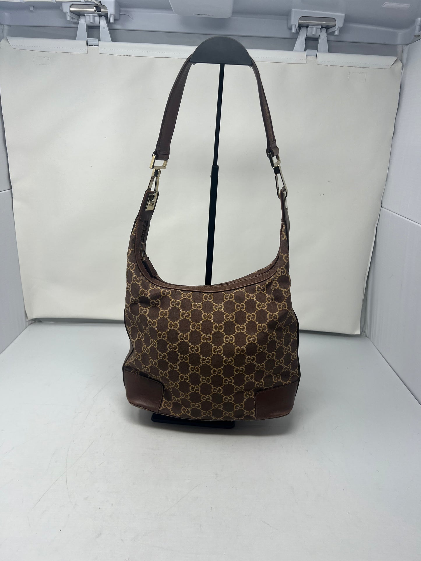 Gucci Monogram Brown Canvas Shoulder Bag