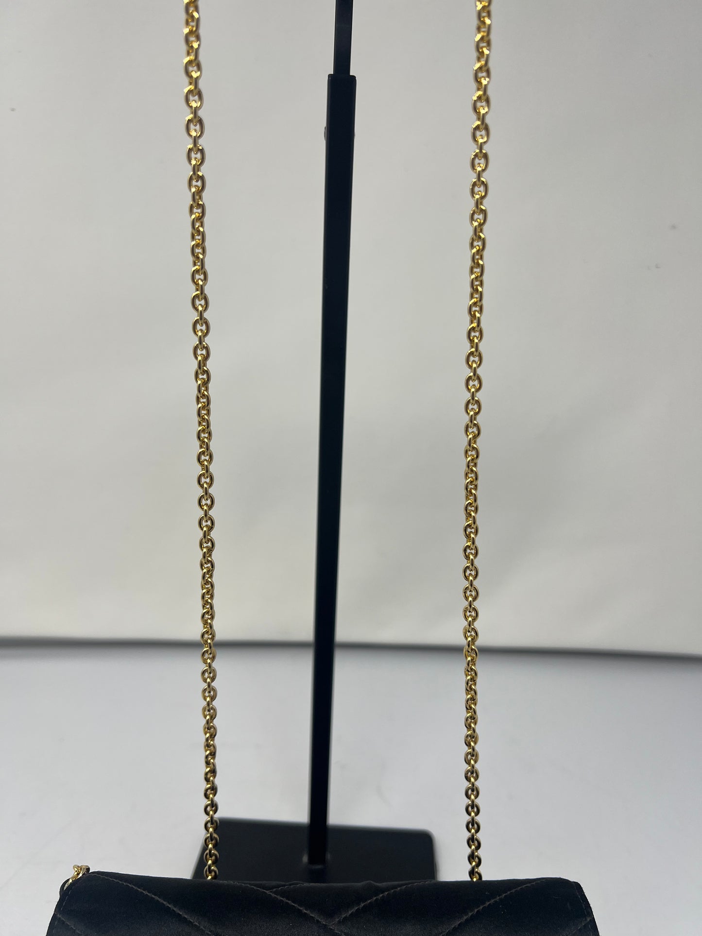 Chanel Black Satin Clutch Bag with Crystal Gold CC