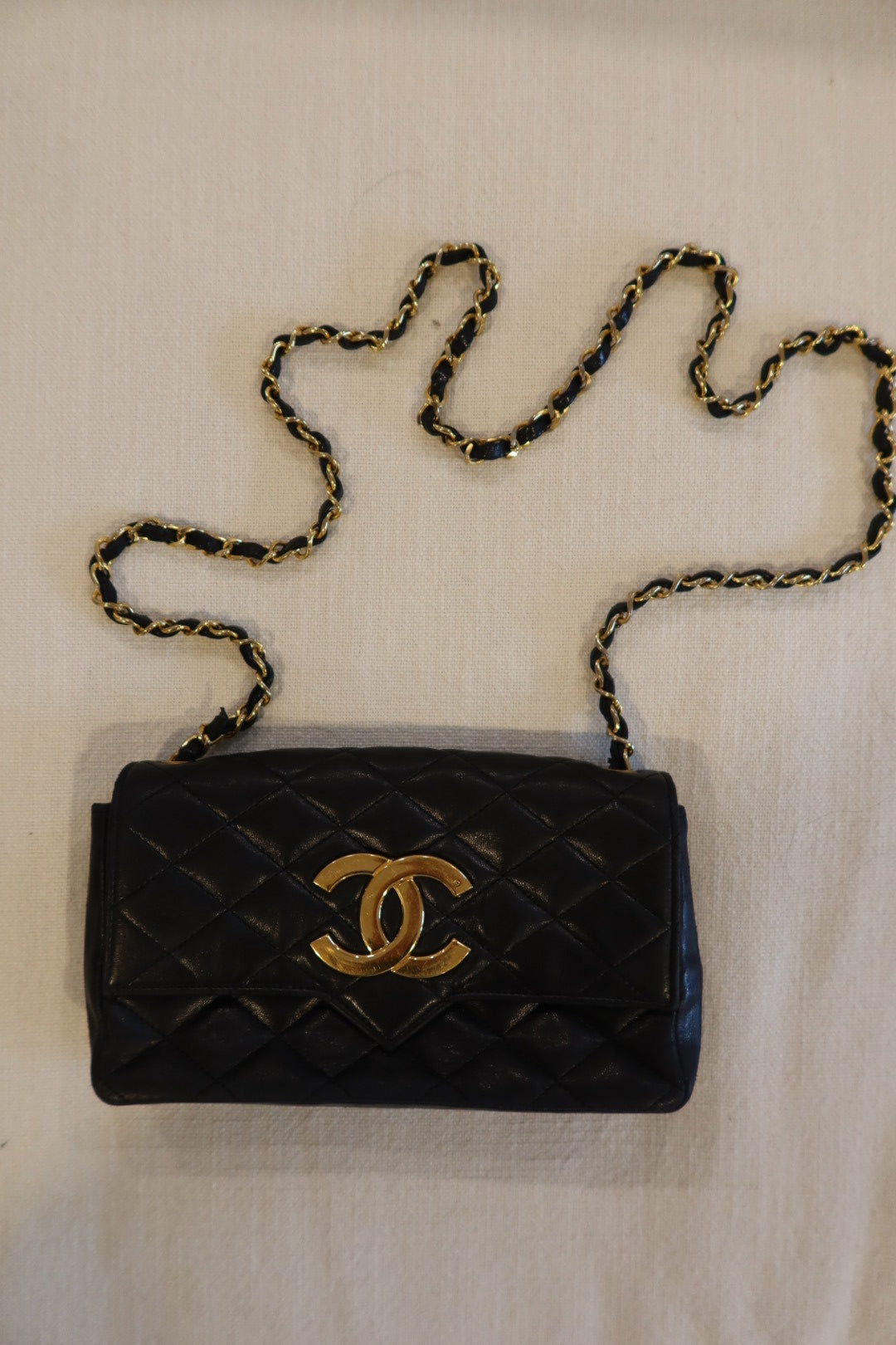 Chanel Vintage Classic Single Flap Bag Stitched Caviar Medium
