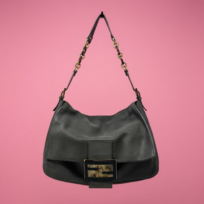Fendi Sparkling Grey Leather Mamma Baguette Bag