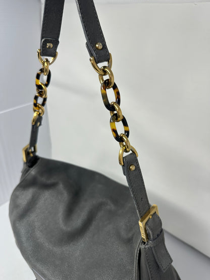Fendi Sparkling Grey Leather Mamma Baguette Bag